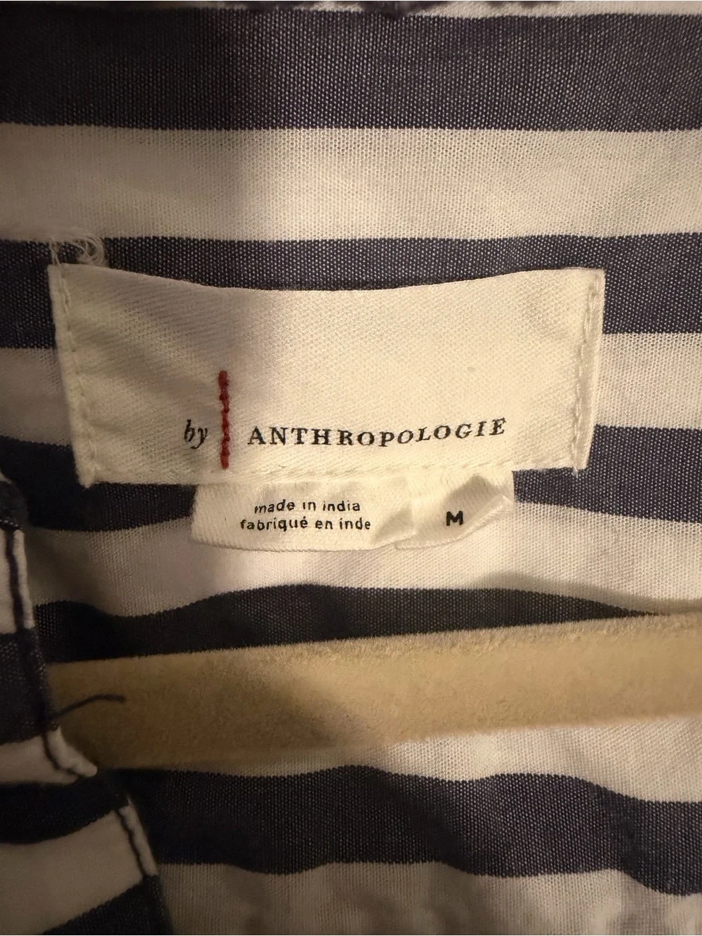 Anthropologie Darcey Navy&White Striped V-Neck Puff Sleeve Top MEDIUM